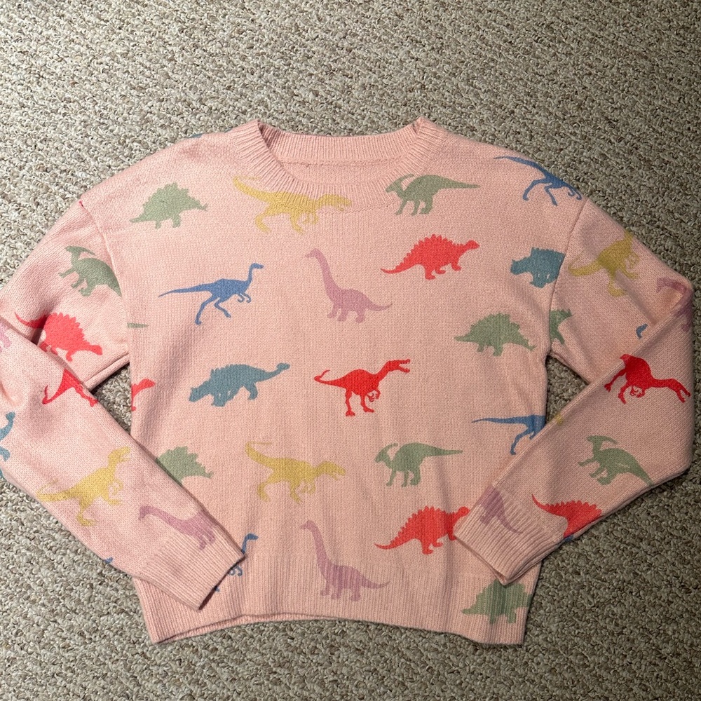 Women’s Pink Dinosaur Crewneck Sweater